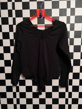 Black Long-Sleeve Women's Bodysuit Top